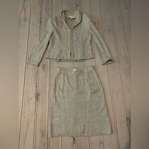 St. John Evening By Marie Gray 12 Blue Silver 2 Piece Skirt Set